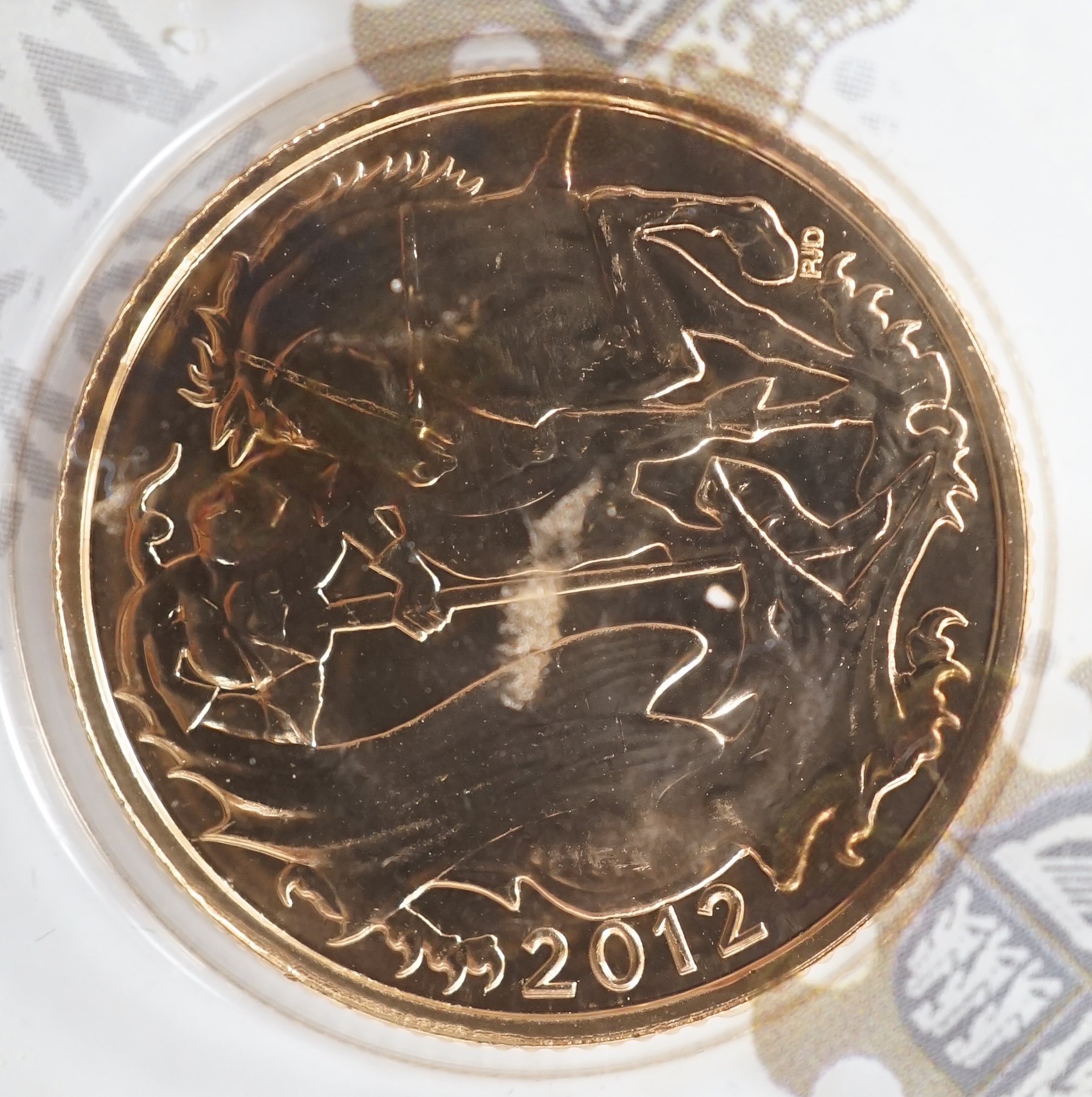 British gold coins, Elizabeth II, Royal Mint Diamond jubilee gold sovereign 2012, BUNC